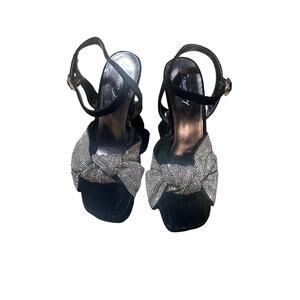 Circus by Sam Edelman Black Velvet Silver Sequin Bow Heels